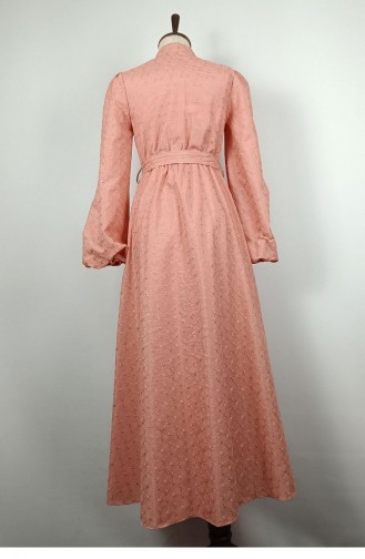 Schärpendetailliertes Brodekleid Puder 7875 1351