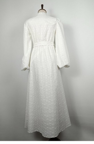 Jurk Met Gedetailleerd Borduursel Wit 7875 1352