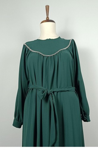 Plus Size Kleid Mit Steindetail Smaragdgrün 7864 1357
