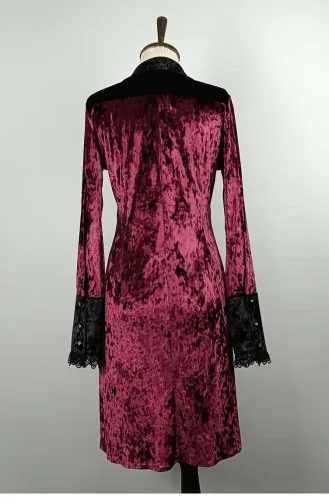 Dantelli Kadife Tunik Bordo T1003