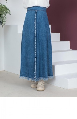 Ruche Gedetailleerde Hijab Lichte Sneeuwwas Denimrok 280