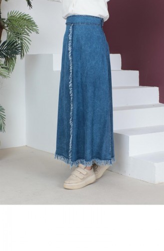 Ruche Gedetailleerde Hijab Lichte Sneeuwwas Denimrok 280