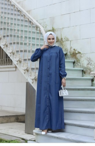 Hijab-Kleid Aus Dunklem Denim Mit Taschendetail 301