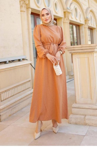 Hijab-Lachskleid Mit Gürteldetail 315