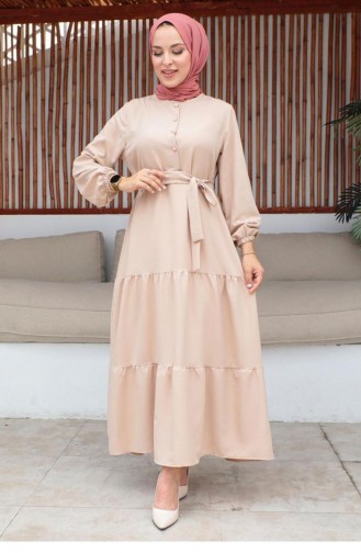 Robe Hijab Saumon Détail Boutonnée 331