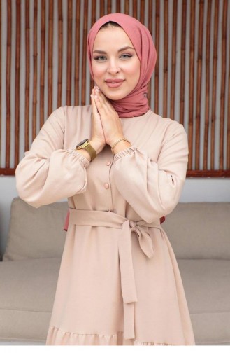 Robe Hijab Saumon Détail Boutonnée 331