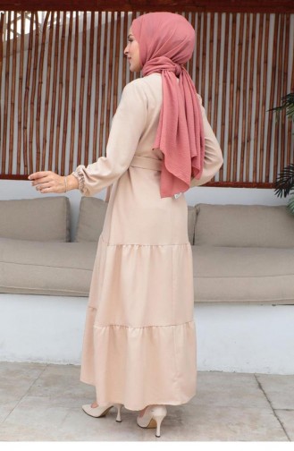 Robe Hijab Saumon Détail Boutonnée 331