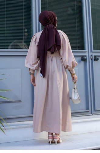 Robe Hijab Saumon Clair Détail Boutonnée 341