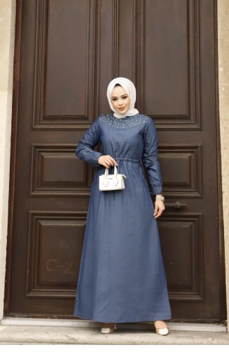 bleu jean fonce robe hijab Sefamerve