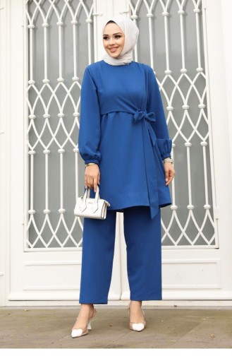 Side Tied Hijab Indigo Suit 389