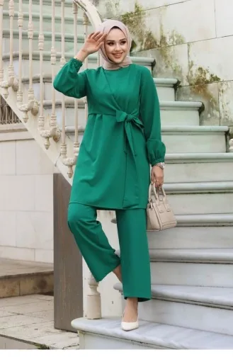 Zijgebonden Hijab Groen Pak 391