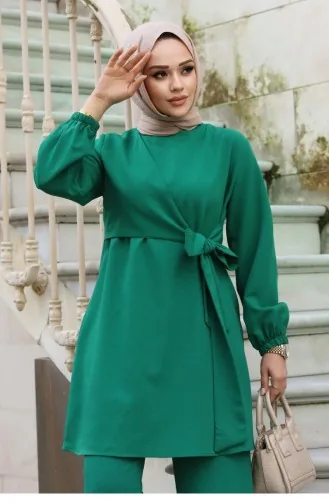 Zijgebonden Hijab Groen Pak 391
