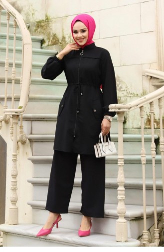 Costume Noir Hijab Détaillé Tunnel 393