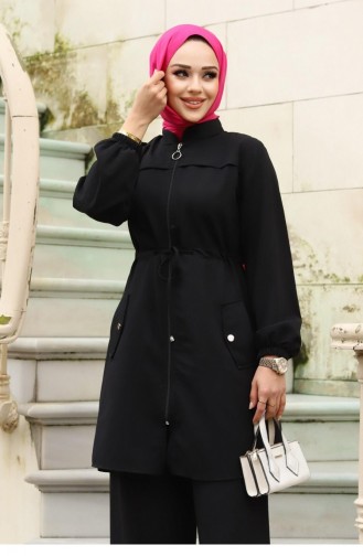 Costume Noir Hijab Détaillé Tunnel 393