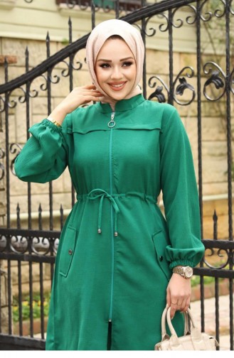 Tunneldetaillierter Grüner Hijab-Anzug 396