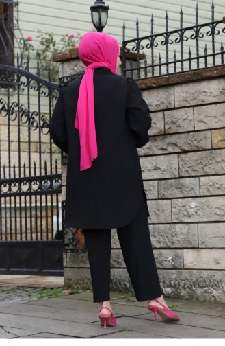Raffinierter Schwarzer Hijab-Anzug 399