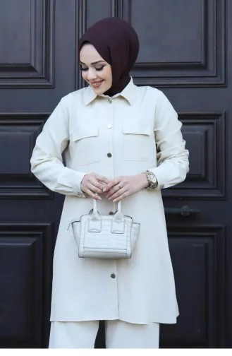 Zak Gedetailleerd Hijab Beige Pak 413