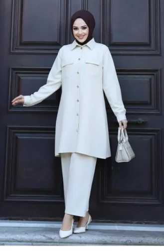 Zak Gedetailleerd Hijab Beige Pak 413