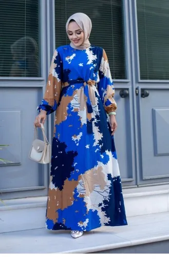 Hijab-Saks-Kleid Mit Blattmuster 453
