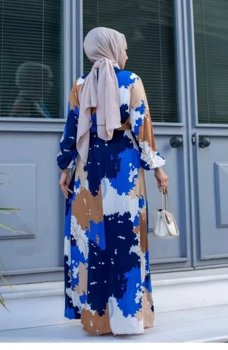 Hijab-Saks-Kleid Mit Blattmuster 453