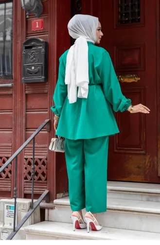 Hijab Groen Pak Met Stikseldetail 473