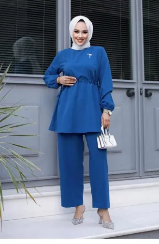 Bronzen Gedetailleerd Hijab-indigopak 478