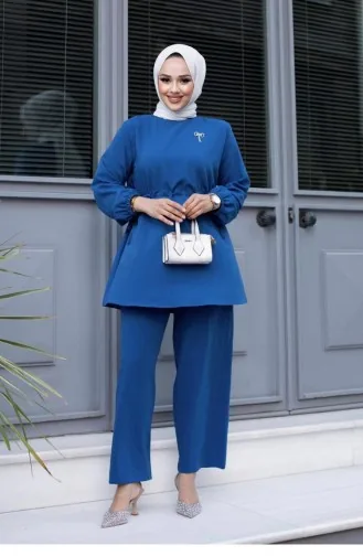 Bronzen Gedetailleerd Hijab-indigopak 478
