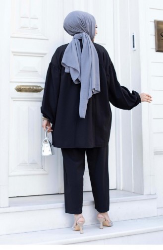 Schwarzer Hijab-Anzug Mit Ballonärmeln 485