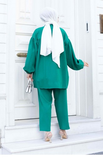 Balloon Sleeve Hijab Green Suit 487