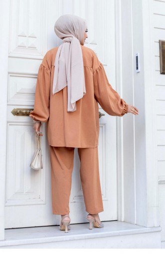 Ensemble Hijab Camel à Manches Ballon 490