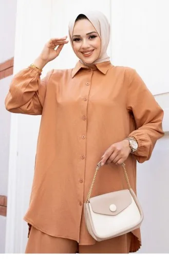 Geplooid Gedetailleerd Hijab-kameelpak 499