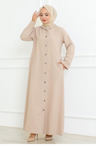 Knoopdetails Ahsen-jurk Beige 4337 512