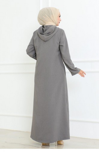 Knopfdetailliertes Ahsen-Kleid Grau 4337 513