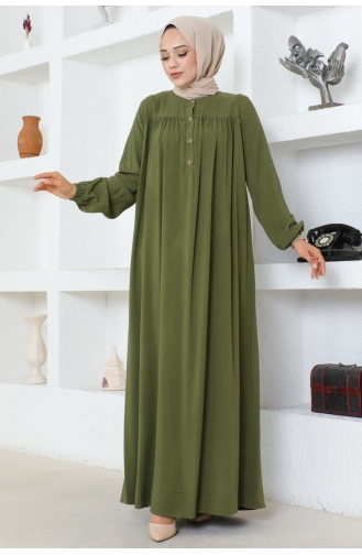 Viscose-jurk Met Halve Knopen 7103-08 Kaki 7103-08