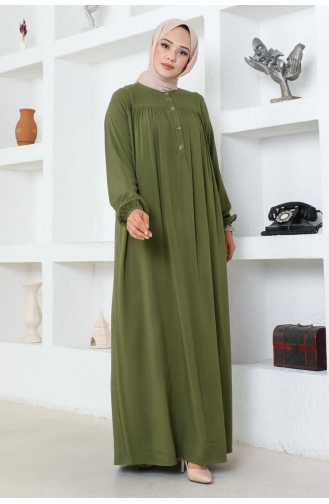 Viscose-jurk Met Halve Knopen 7103-08 Kaki 7103-08