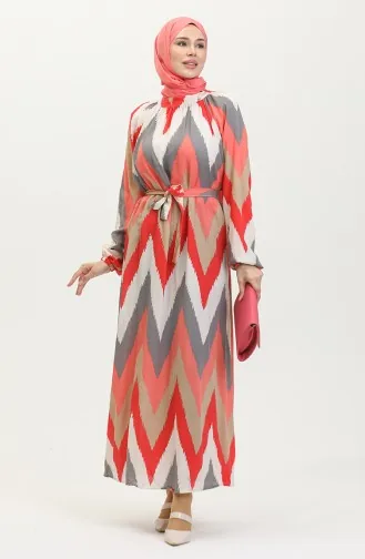 Patterned Viscose Dress 0438-06 Dried Rose 0438-06