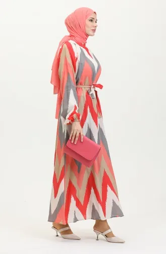 Patterned Viscose Dress 0438-06 Dried Rose 0438-06