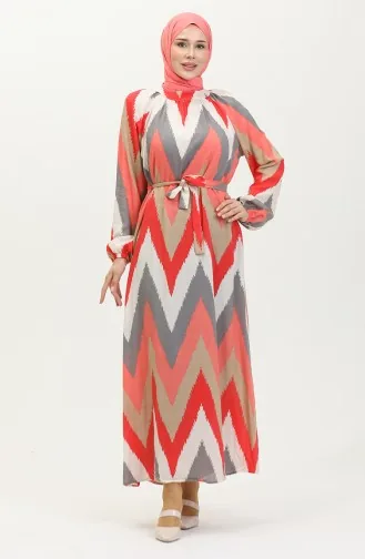 Patterned Viscose Dress 0438-06 Dried Rose 0438-06