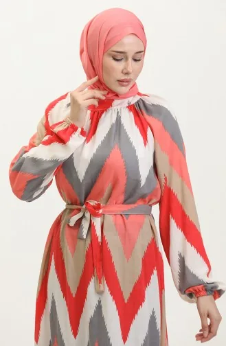 Patterned Viscose Dress 0438-06 Dried Rose 0438-06