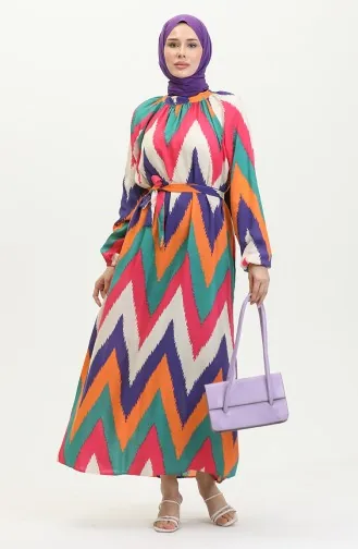 Gemustertes Viskosekleid 0438-04 Rosa 0438-04