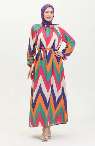 Gemustertes Viskosekleid 0438-04 Rosa 0438-04