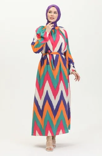 Gemustertes Viskosekleid 0438-04 Rosa 0438-04