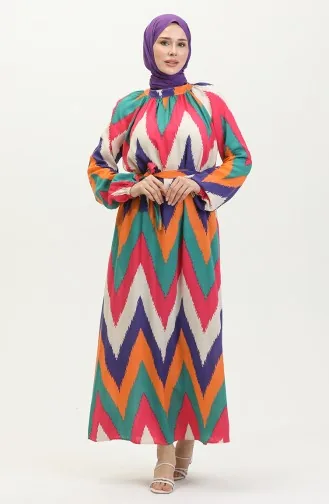 Gemustertes Viskosekleid 0438-04 Rosa 0438-04