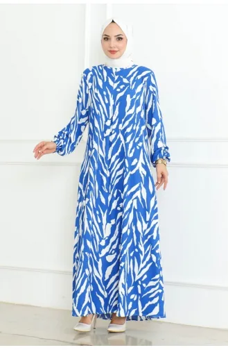 A Pleated Wrinkled Dress 204-01 Blue 204-01