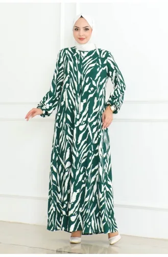 Robe Enveloppée Plissée 204-02 Vert Emeraude 204-02