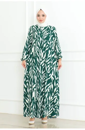 Robe Enveloppée Plissée 204-02 Vert Emeraude 204-02