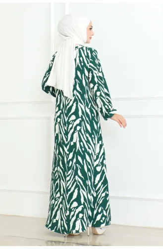 Robe Enveloppée Plissée 204-02 Vert Emeraude 204-02