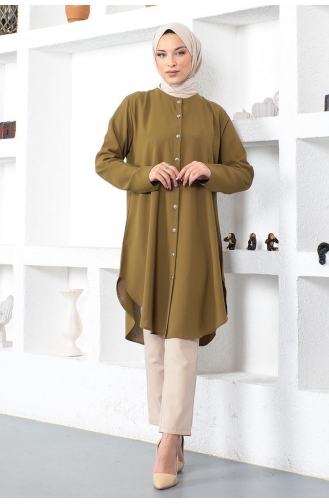 Large Size Aerobin Buttoned Tunic 1505-06 Oil Green 1505-06