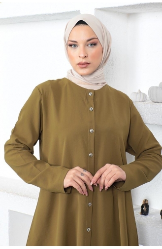 Large Size Aerobin Buttoned Tunic 1505-06 Oil Green 1505-06