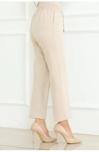 Dabil Crepe Pocket Laced Carrot Trousers 301-01 Beige 301-01